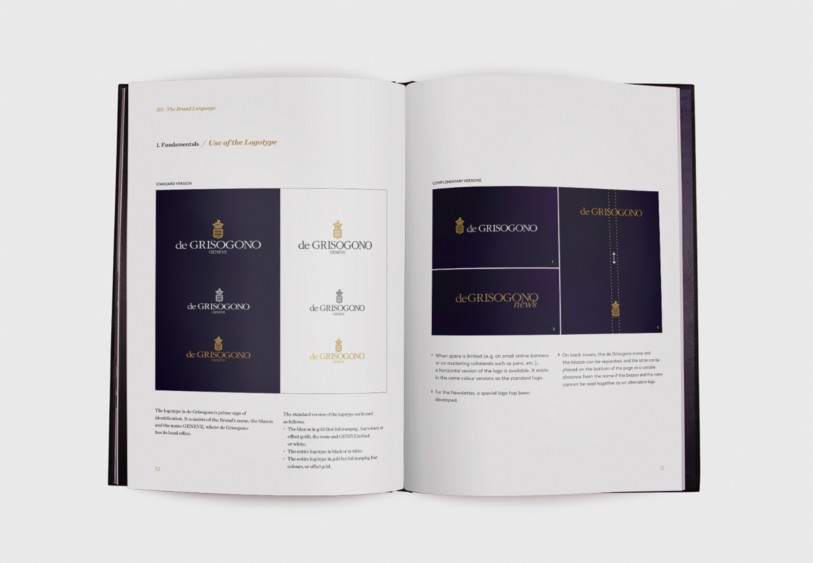 création livre de marque haute joaillerie édition stratégie brand logotype univers de marque ennoblissement volutes Genève Luxe